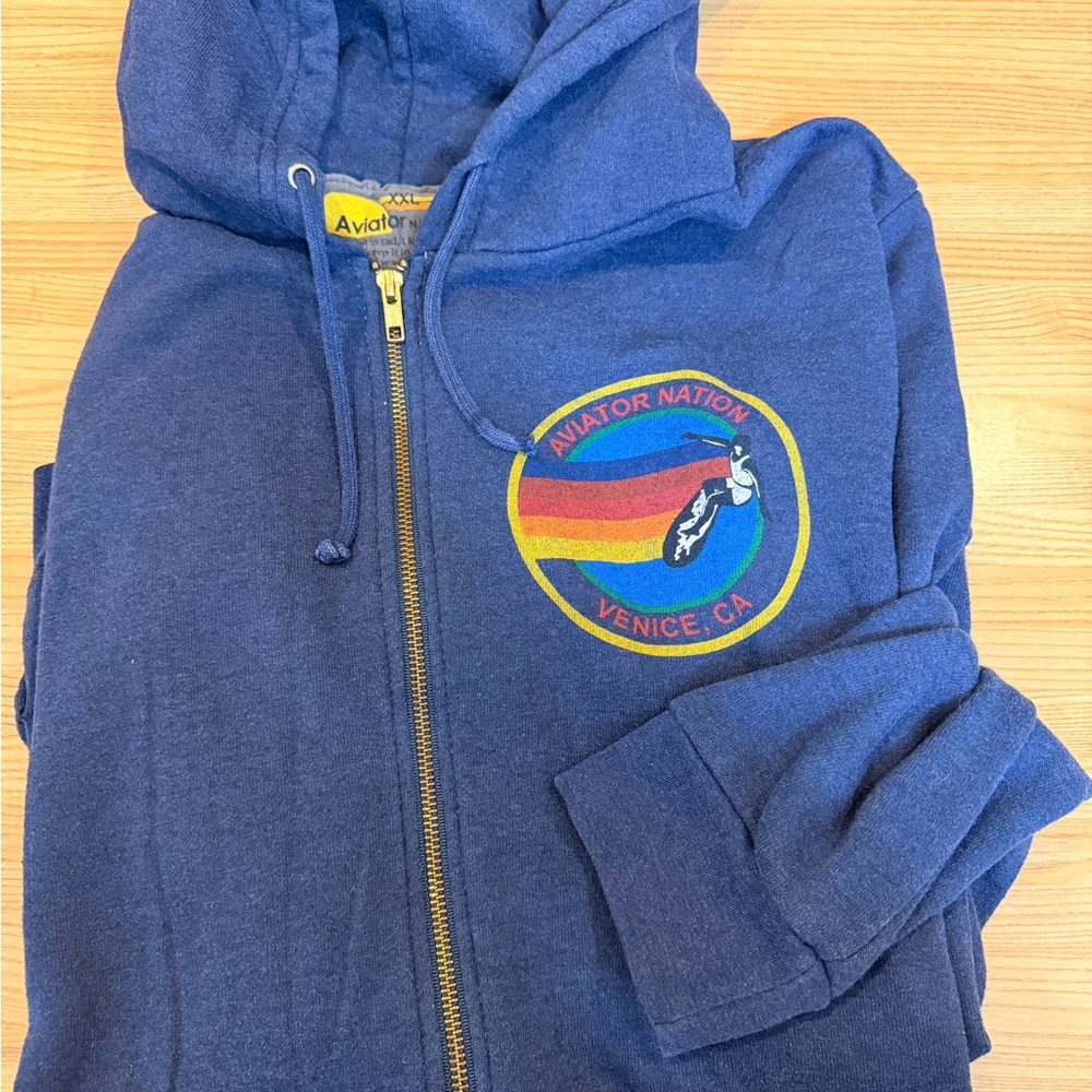 Aviator Nation Navy logo Hoodie size XXL